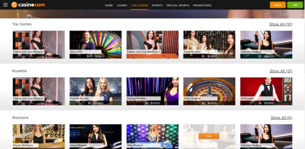 Casino.com Live Casino