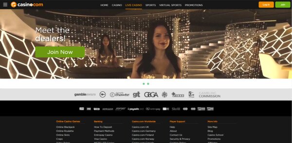 Casino.com Live Dealer Games