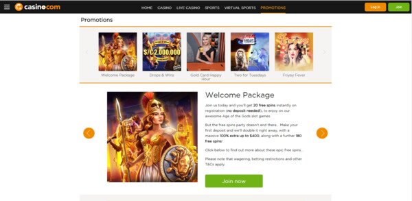 Casino.com Welcome Package