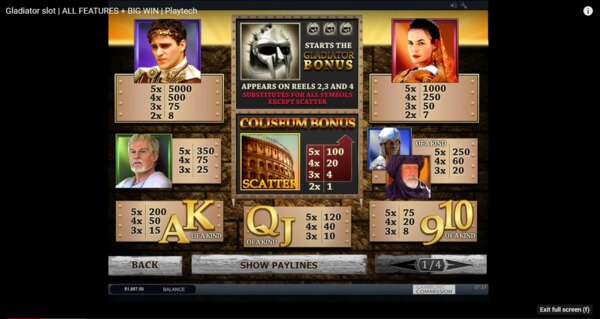 Gladiator Slots Playtech