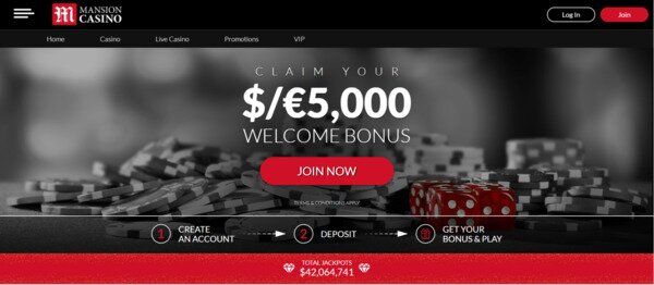 Mansion Casino $5000 Welcome Bonus