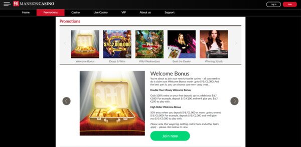 Mansion Casino Welcome Bonus