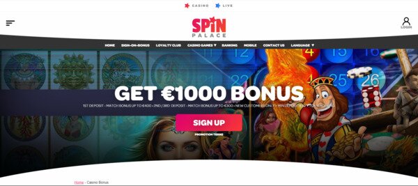 Spin Palace $1000 Casino Bonus