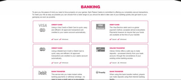 Spin Palace Deposits